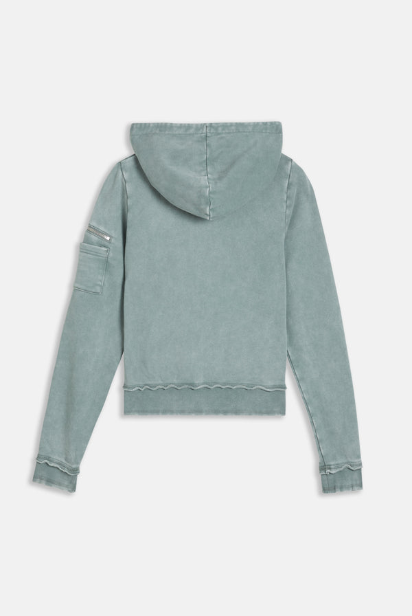 DUCK GREEN WASHED COTTON HOODIE