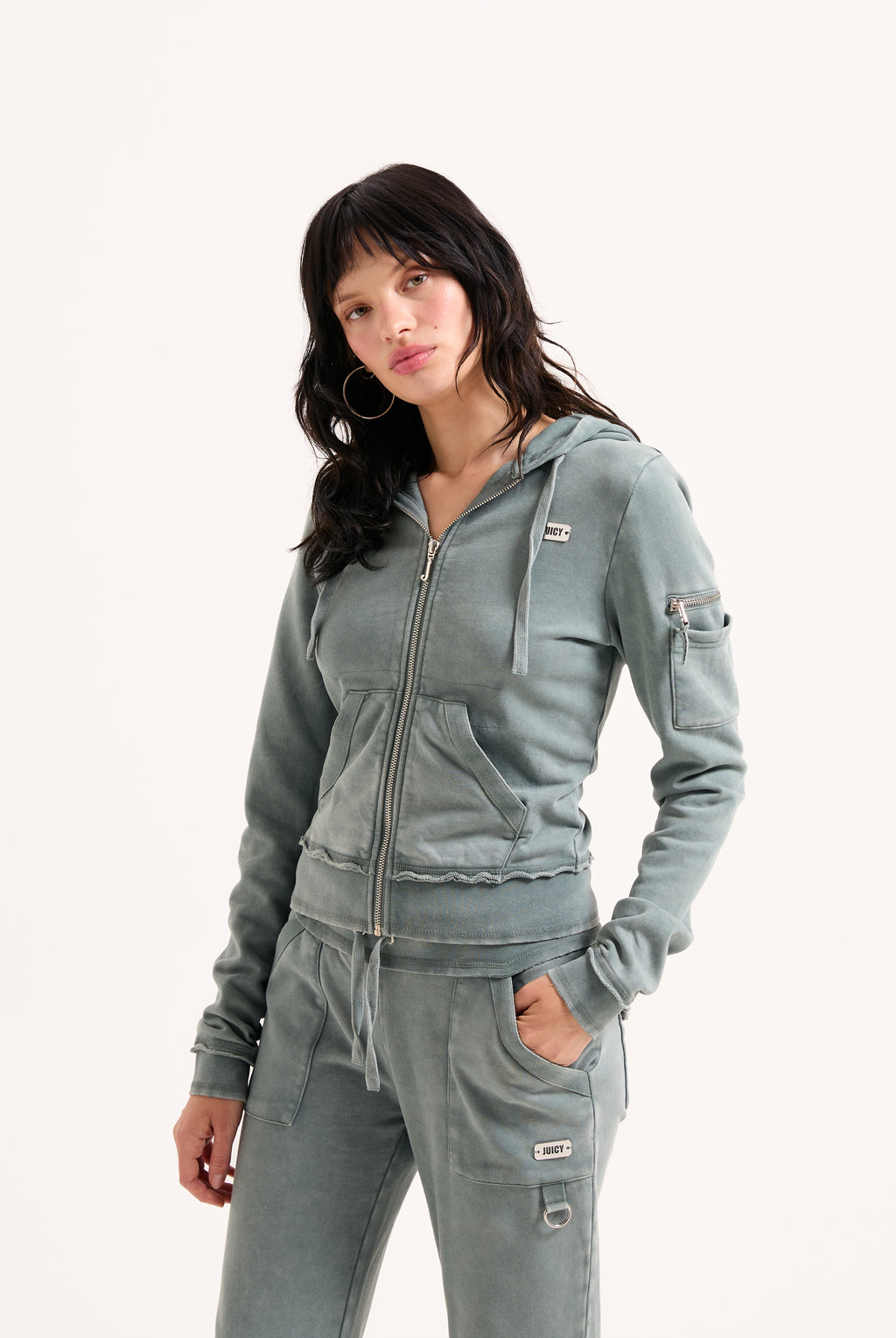 DUCK GREEN WASHED COTTON HOODIE