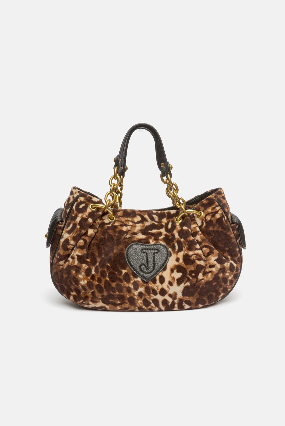 JAVA LEOPARD PRINT CHAIN HANDLE VELOUR BAG