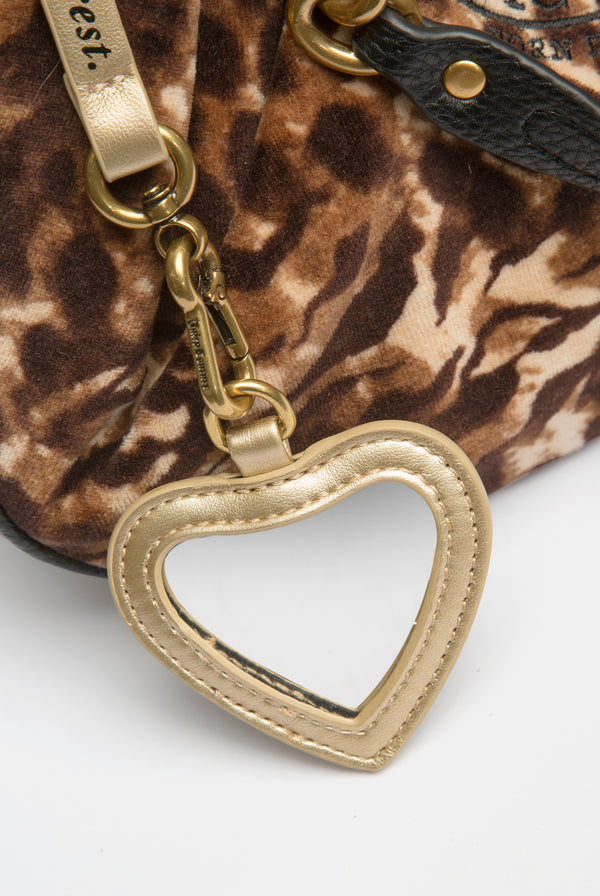 JAVA LEOPARD PRINT CHAIN HANDLE VELOUR BAG