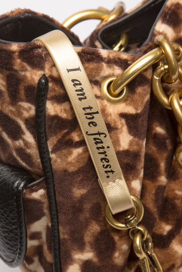 JAVA LEOPARD PRINT CHAIN HANDLE VELOUR BAG