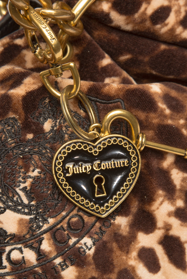 JAVA LEOPARD PRINT CHAIN HANDLE VELOUR BAG