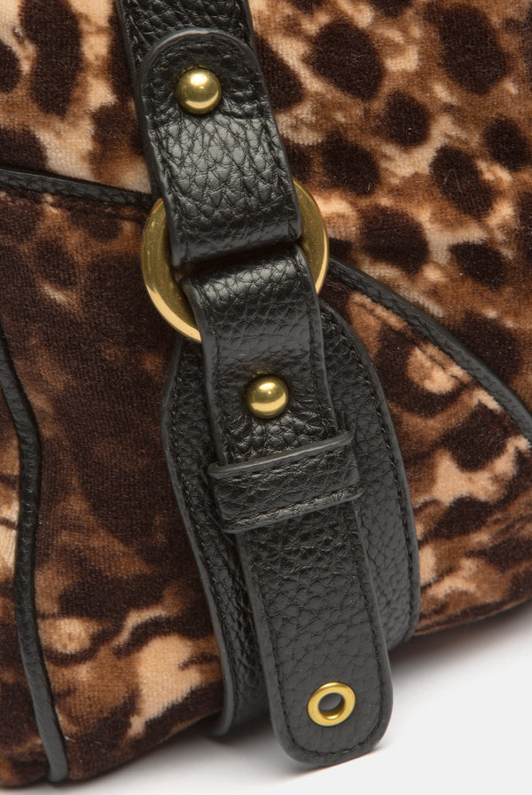 JAVA LEOPARD PRINT CHAIN HANDLE VELOUR BAG