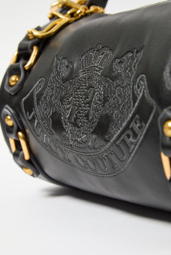 BLACK & GOLD HERITAGE CREST PU BARREL BAG