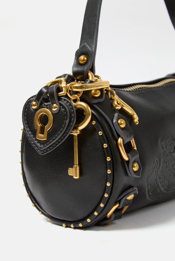 BLACK & GOLD HERITAGE CREST PU BARREL BAG