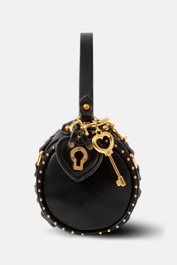 BLACK & GOLD HERITAGE CREST PU BARREL BAG