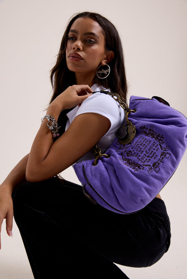 ULTRA VIOLET CHAIN HANDLE FAIRYTALE VELOUR BAG