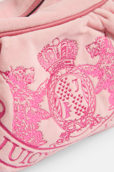JUICY PINK CREST VELOUR HOBO BAG