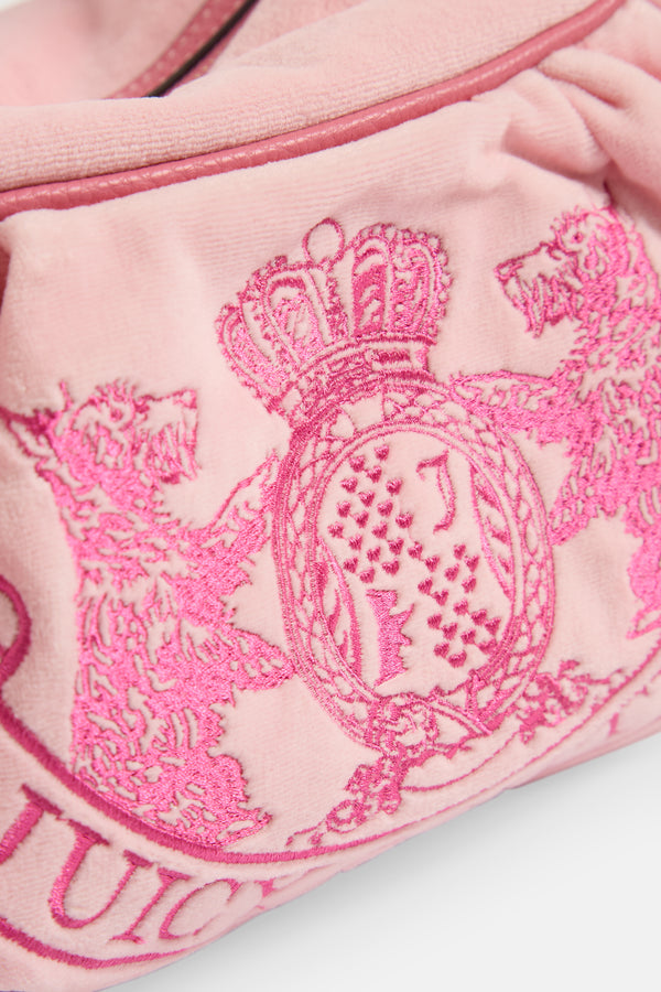 JUICY PINK CREST VELOUR HOBO BAG