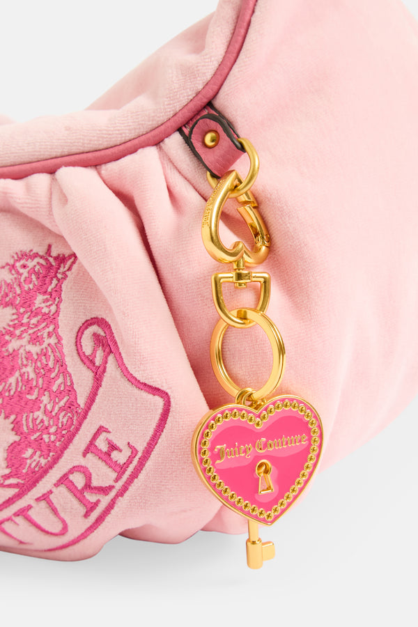 JUICY PINK CREST VELOUR HOBO BAG