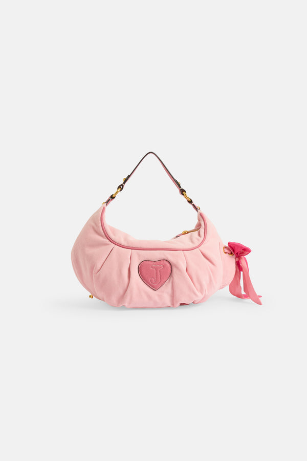 JUICY PINK CREST VELOUR HOBO BAG