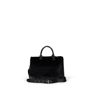MEDIUM BLACK VELOUR DIAMANTE TOTE BAG
