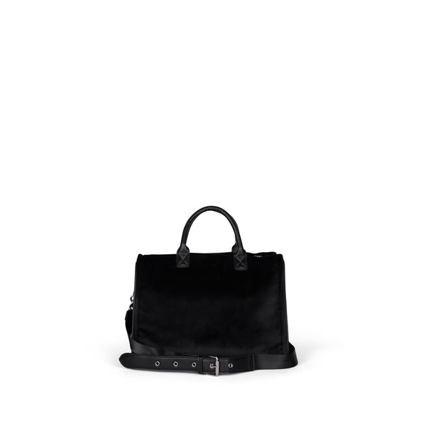 LARGE BLACK VELOUR DIAMANTE TOTE BAG