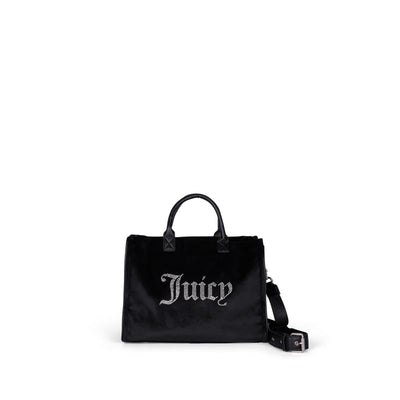 LARGE BLACK VELOUR DIAMANTE TOTE BAG