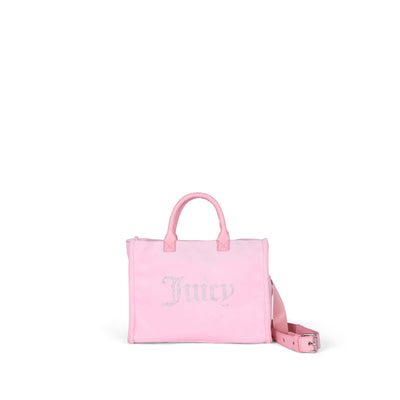 JUICY PINK MEDIUM DIAMANTE VELOUR TOTE HANDBAG
