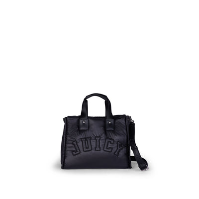 BLACK LARGE TONAL EMBROIDERED TOTE BAG