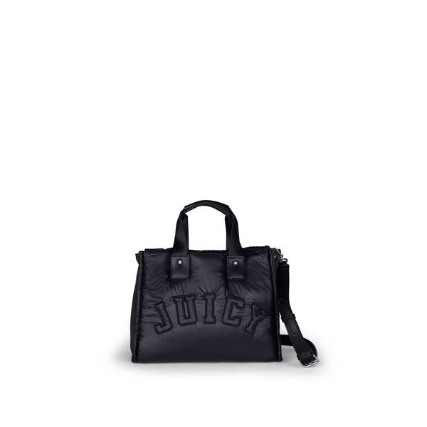 BLACK LARGE TONAL EMBROIDERED TOTE BAG