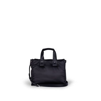 BLACK LARGE TONAL EMBROIDERED TOTE BAG