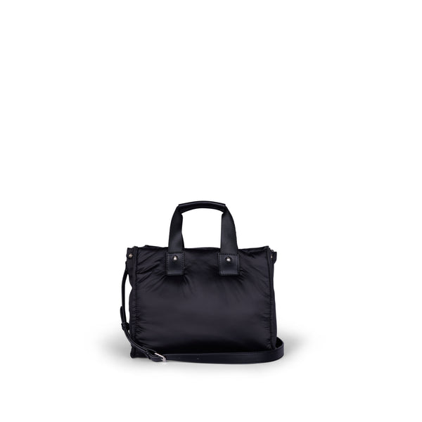 BLACK LARGE TONAL EMBROIDERED TOTE BAG