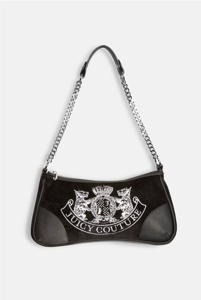 BLACK CREST VELOUR MINI HANDBAG