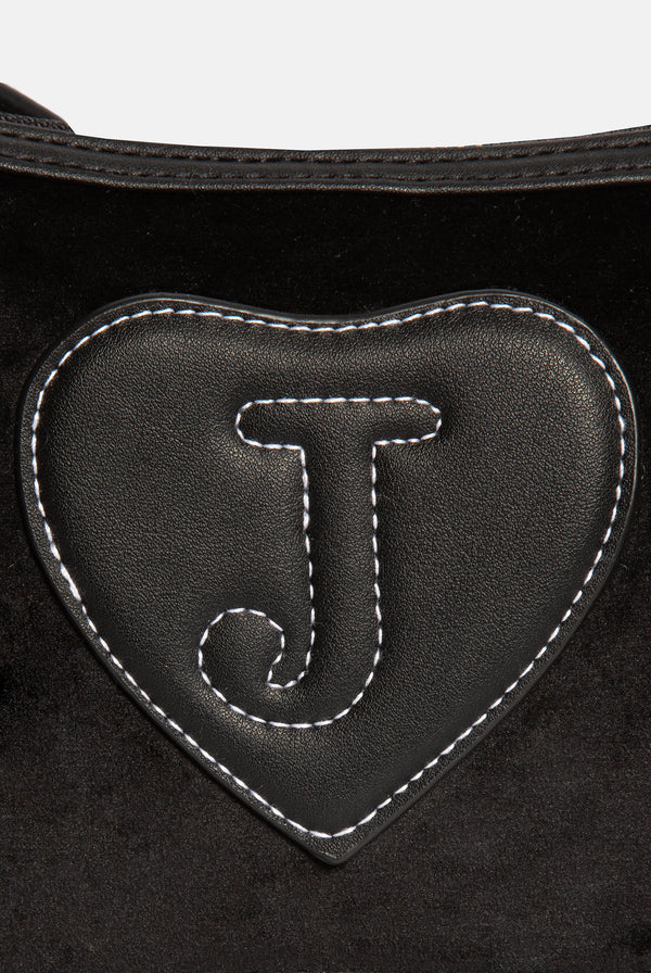 BLACK CREST VELOUR MINI HANDBAG