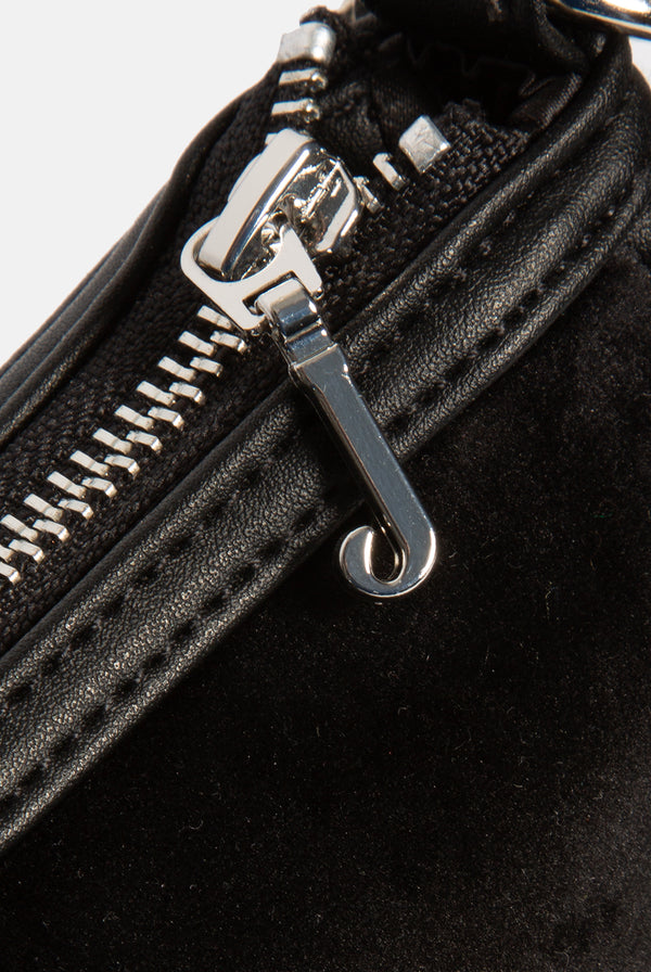 BLACK CREST VELOUR MINI HANDBAG