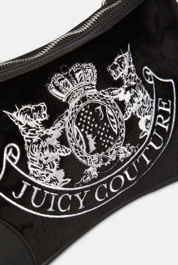 BLACK CREST VELOUR MINI HANDBAG