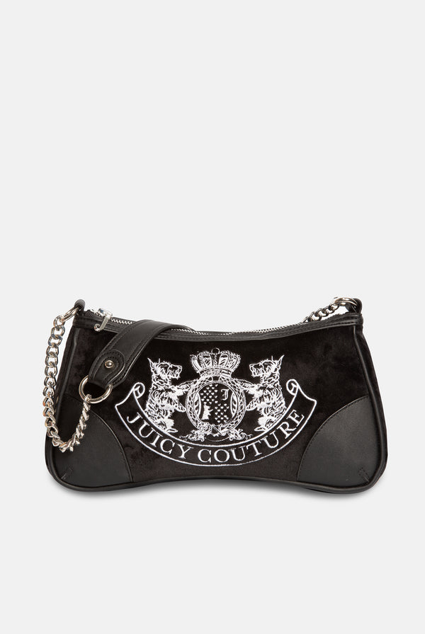 BLACK CREST VELOUR MINI HANDBAG