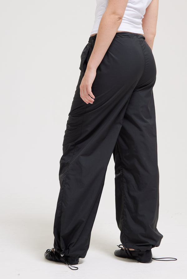 BLACK DIAMANTÉ PARACHUTE PANTS