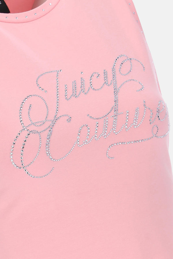 CANDY PINK SCRIPT FITTED DIAMANTE TANK