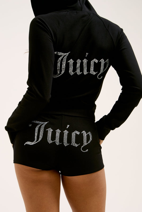 BLACK LUXURY JERSEY DIAMANTÉ BOOTY SHORT