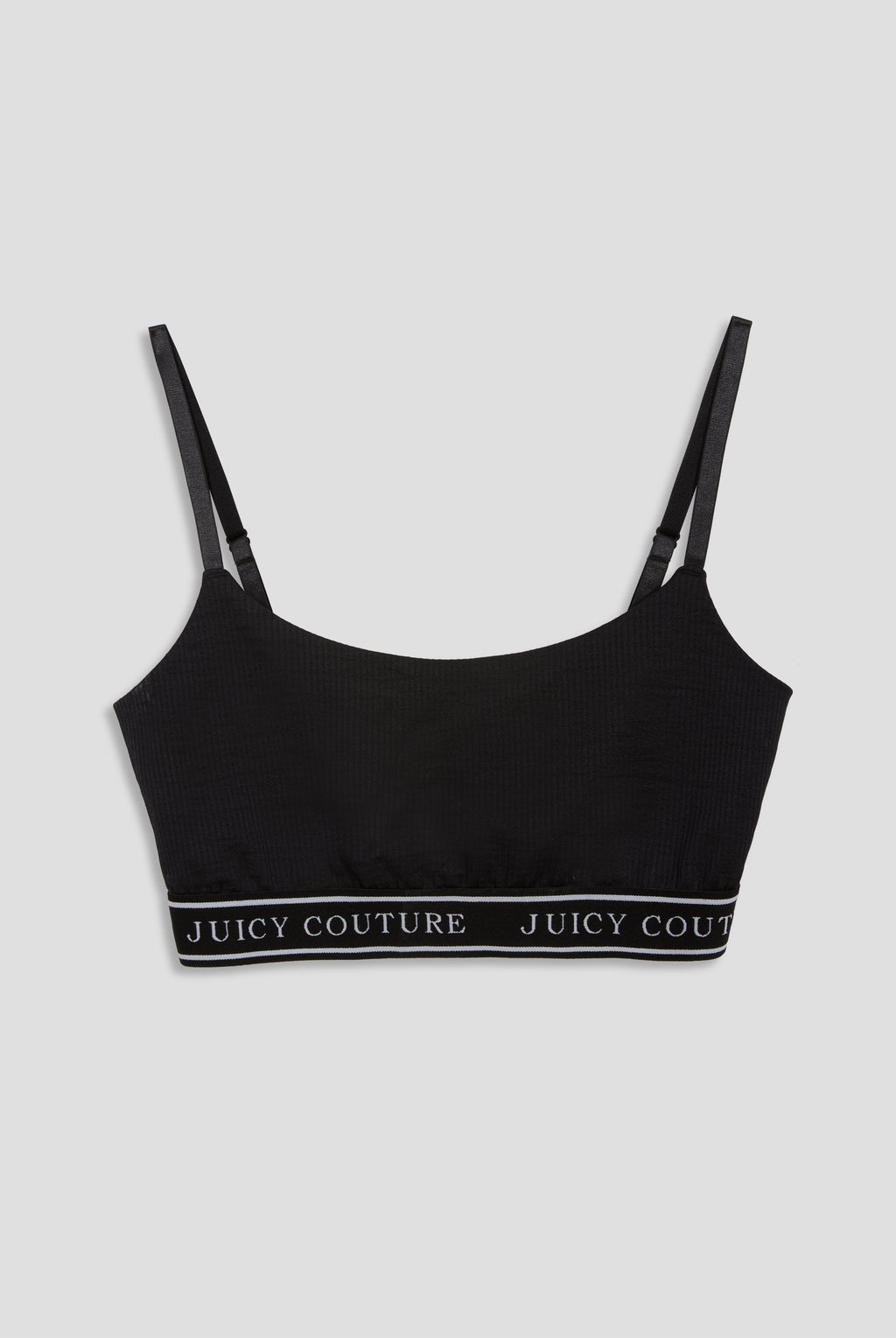 BLACK RIBBED LOGO SPORTS BRALETTE