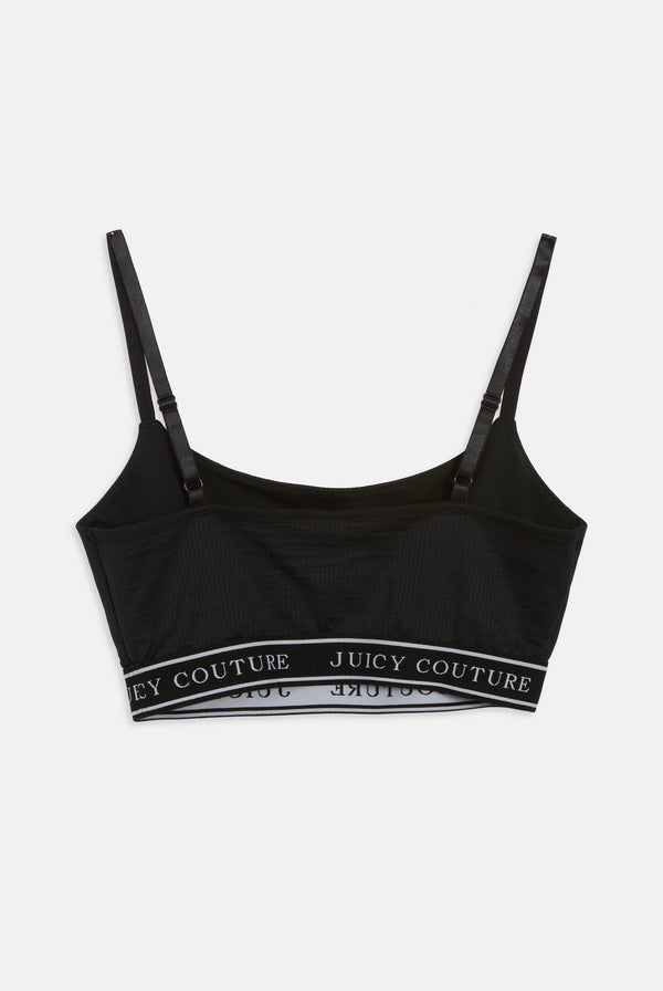 BLACK RIBBED LOGO SPORTS BRALETTE