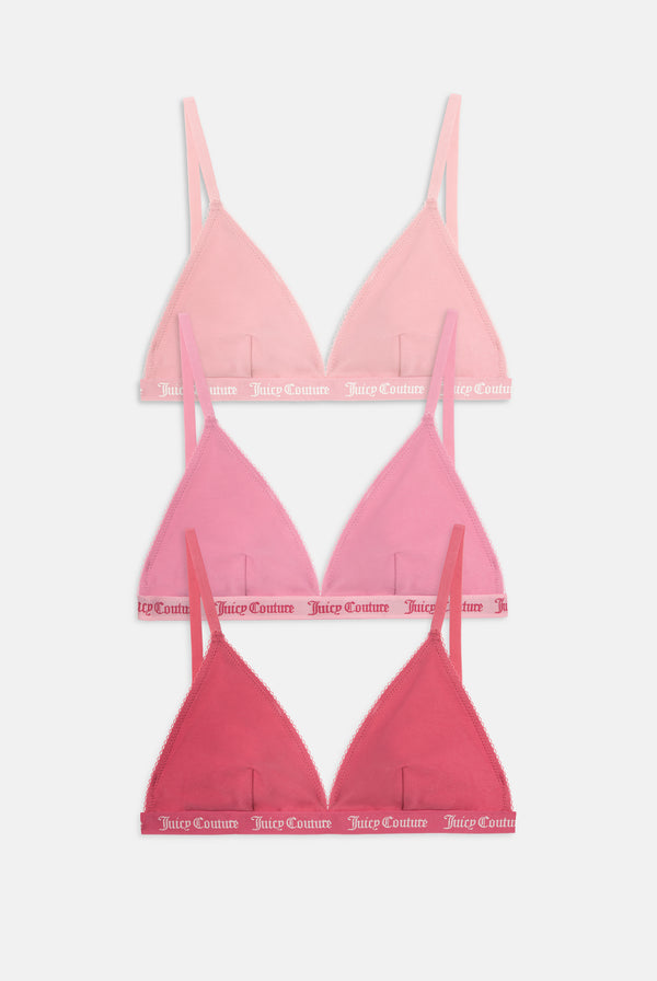 3 Pack Scallop Cotton Triangle Bralettes