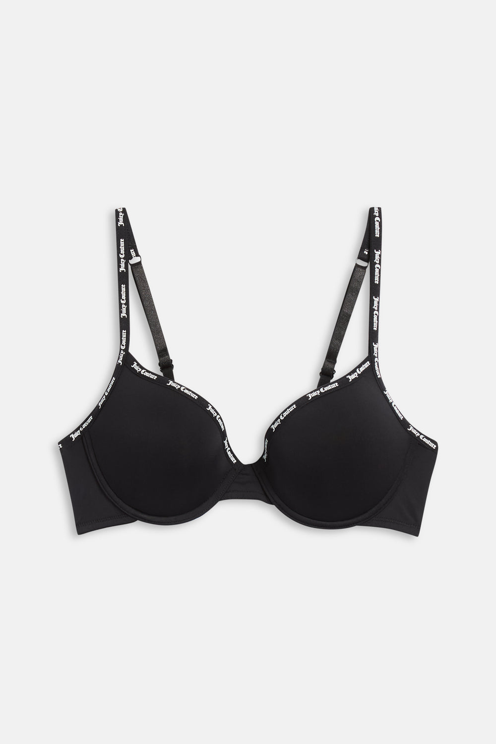 Black Branded Strap Underwire Microfibre Bra