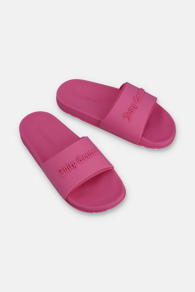PINK PEACOCK LOGO EMBOSSED SLIDERS