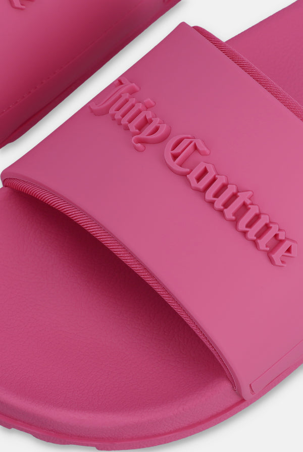 PINK PEACOCK LOGO EMBOSSED SLIDERS