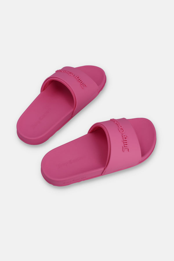 PINK PEACOCK LOGO EMBOSSED SLIDERS