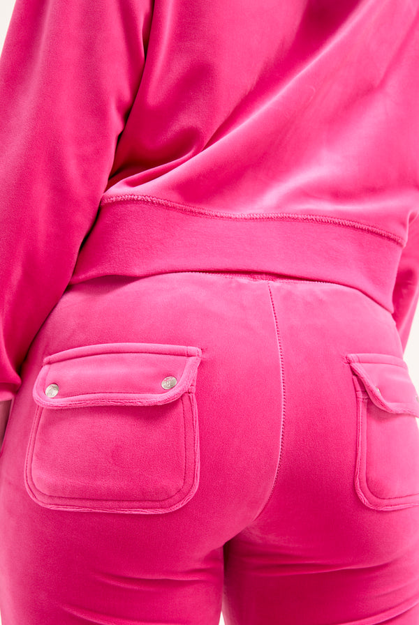NOSTALGIA PINK CROP OVERSIZED CLASSIC VELOUR HOODIE