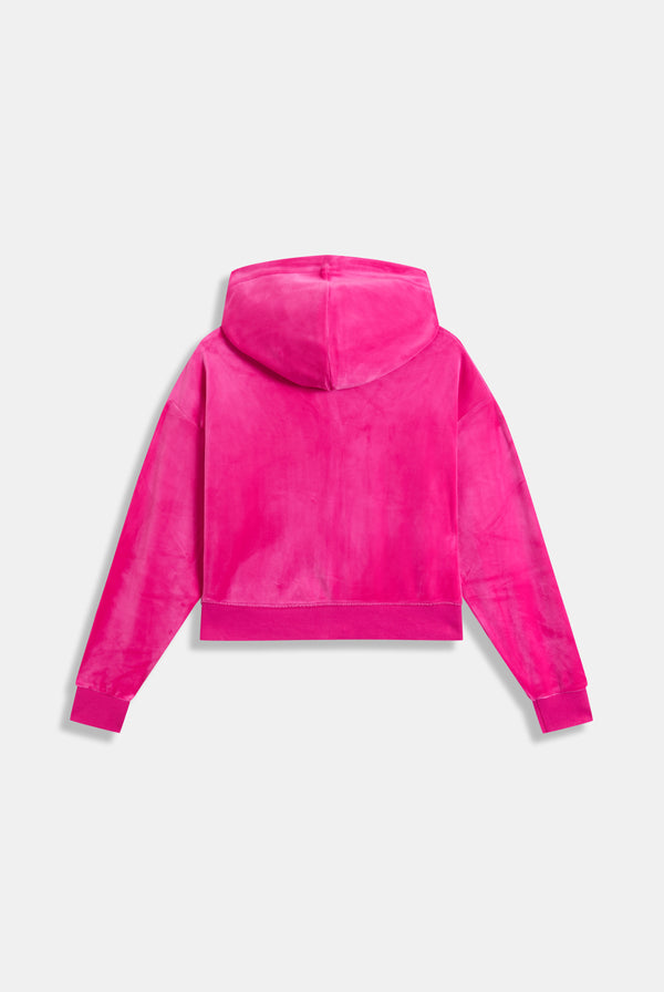NOSTALGIA PINK CROP OVERSIZED CLASSIC VELOUR HOODIE