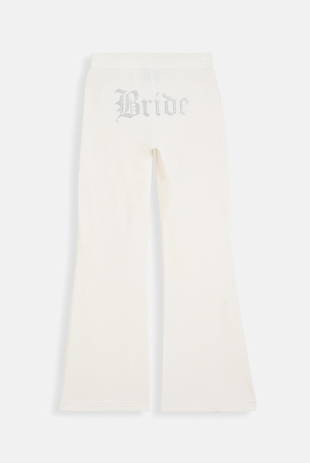 Displays the Bridal 'Juicy' branded classic velour low rise track pants 