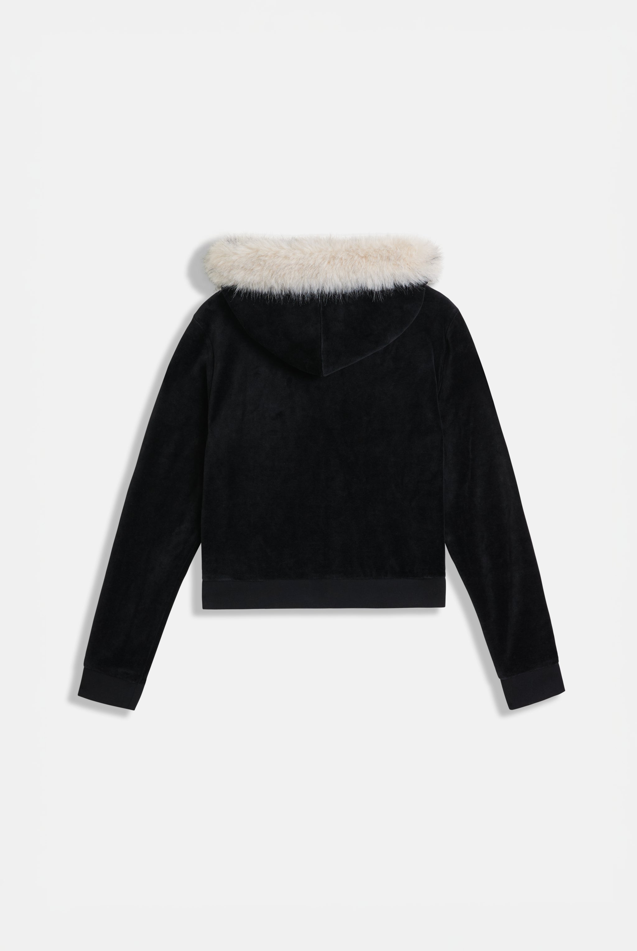 BLACK BAMBOO VELOUR FUR TRIM HOODIE – Juicy Couture UK