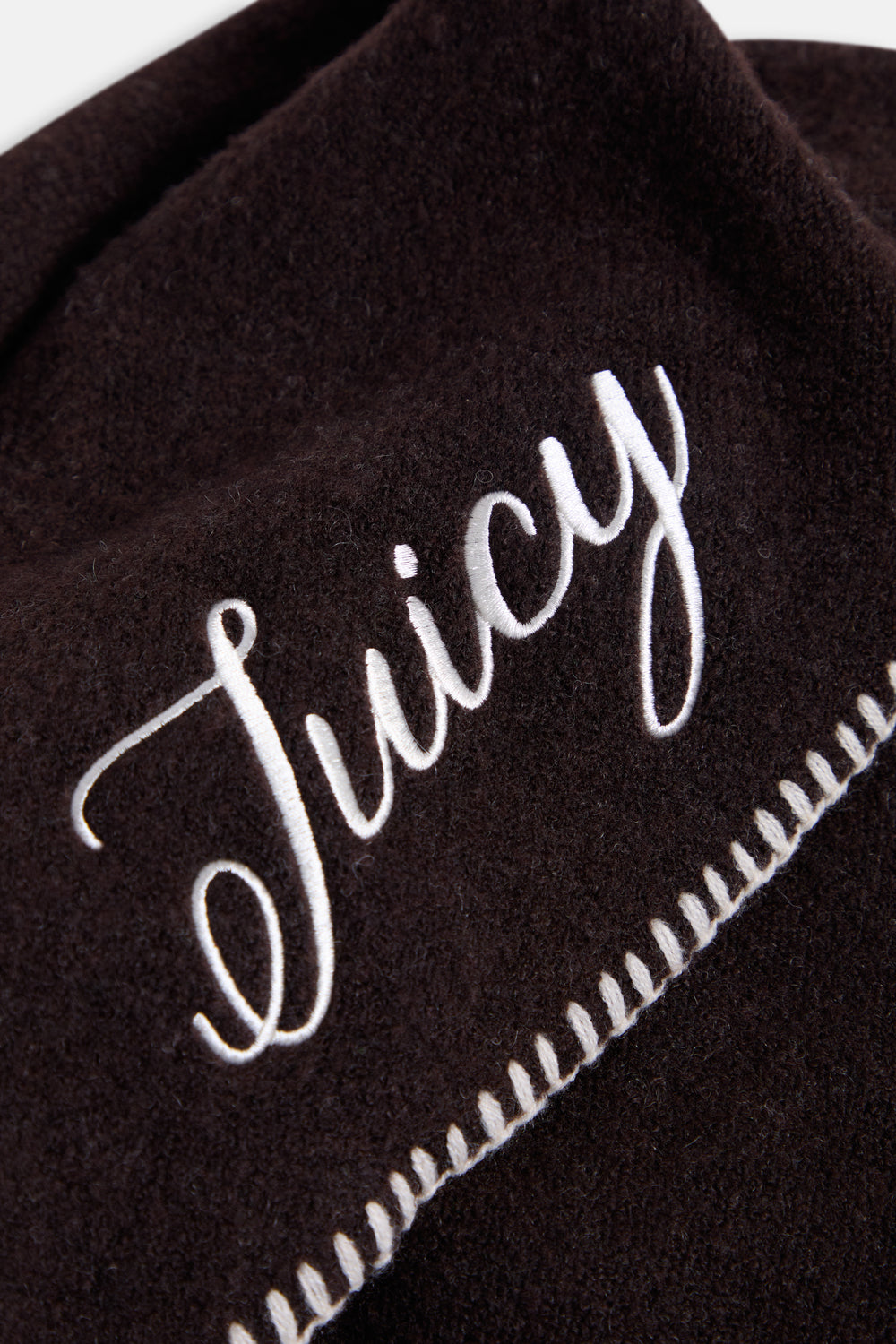 Displays the Java 'Juicy' branded Triangle Script Scarf featuring the juicy branding