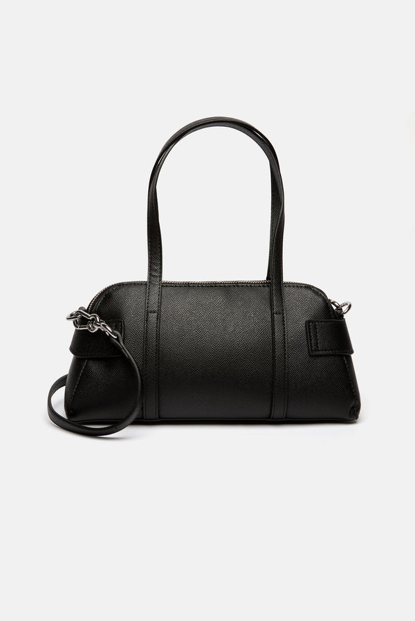 BLACK & SILVER LONG STRAP SHOULDER BAG