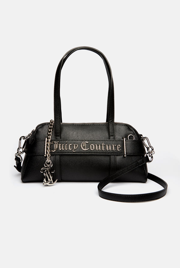 BLACK & SILVER LONG STRAP SHOULDER BAG