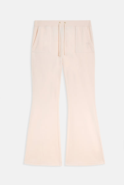 PINK CHAMPAGNE HOUSE OF JUICY ULTRA LOW RISE BAMBOO VELOUR HERITAGE BOTTOMS