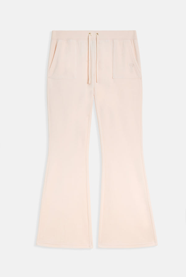 PINK CHAMPAGNE HOUSE OF JUICY ULTRA LOW RISE BAMBOO VELOUR HERITAGE BOTTOMS