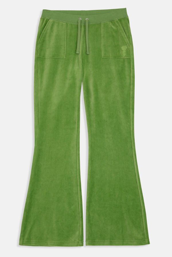 PIQUANT GREEN ULTRA LOW RISE BAMBOO VELOUR HERITAGE POCKETED BOTTOMS