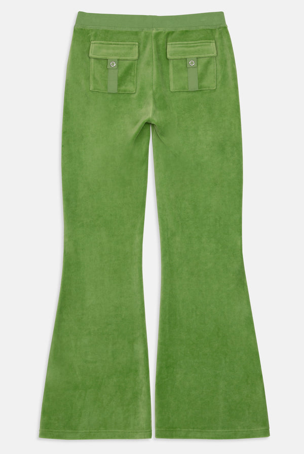 PIQUANT GREEN ULTRA LOW RISE BAMBOO VELOUR HERITAGE POCKETED BOTTOMS