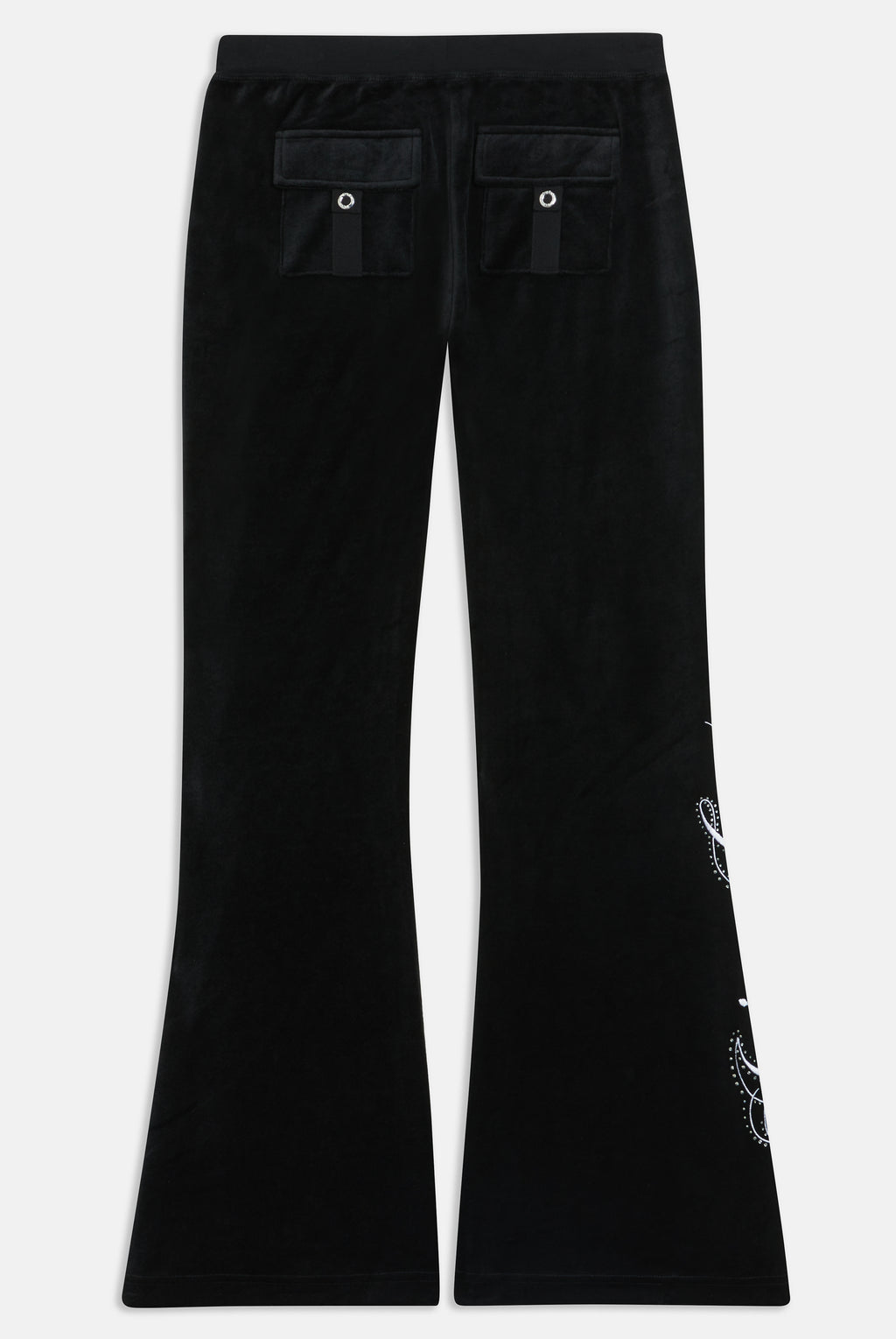 BLACK ULTRA LOW RISE BAMBOO VELOUR HERITAGE CREST POCKETED BOTTOMS